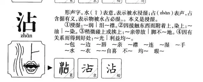 沾怎么读_沾组词_沾读音_沾笔顺_沾拼音_沾笔画_沾什么意思_沾繁体字