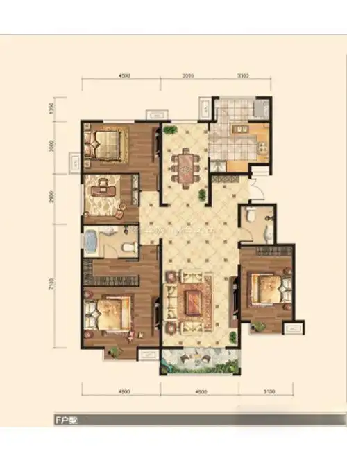 经典四室两厅两卫户型图欣赏