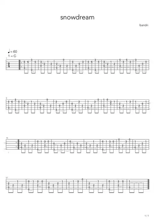 snowdream(雪之梦) 吉他谱