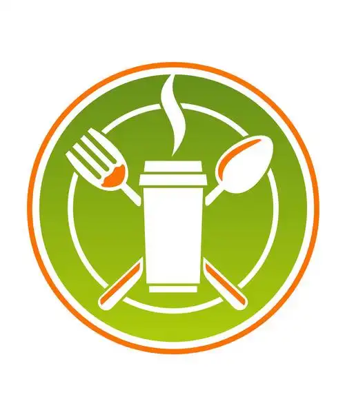 快餐餐厅图标,cartoon restaurant icon for fastfood with a