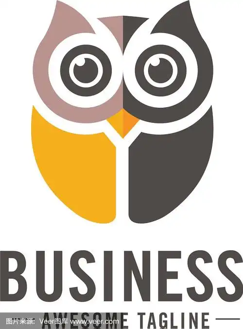 猫头鹰标志在现代色彩丰富的标志设计中