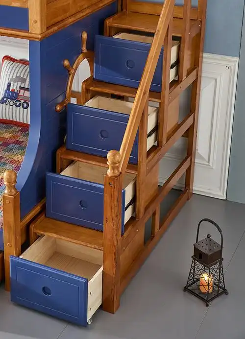 【梓华轩】全实木上下床独立梯柜 海盗床配套踏步梯 儿童床安全梯子