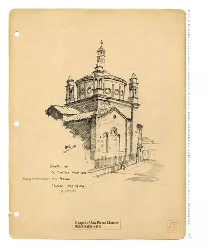 梁思成留学时代的钢笔手绘建筑图与浪漫无关