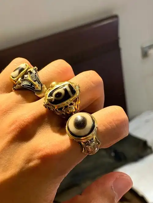 至纯天珠镶嵌戒指