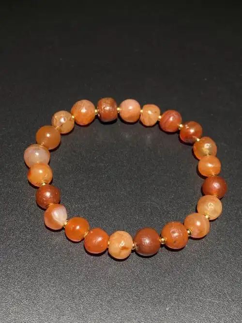 千年爆老老玛瑙手串珠子品相完美质