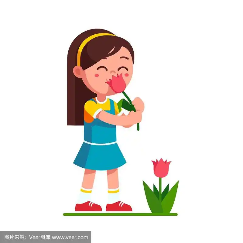 卡通儿童角色平面矢量剪贴画插图.