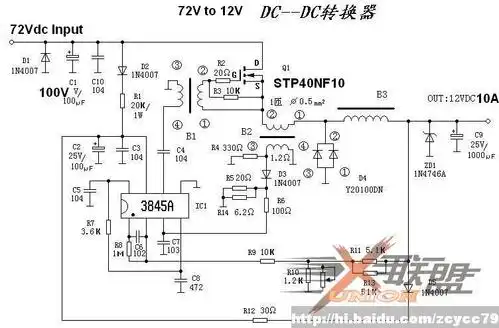 求72v电动车转12v开关电源电路