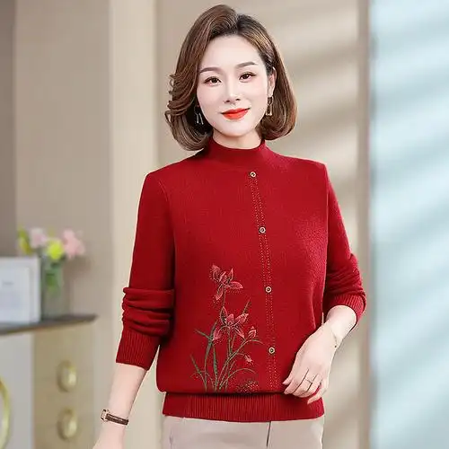 奶奶春秋款外套女中老年人毛呢妈妈装春装新款60岁70上衣老人衣服