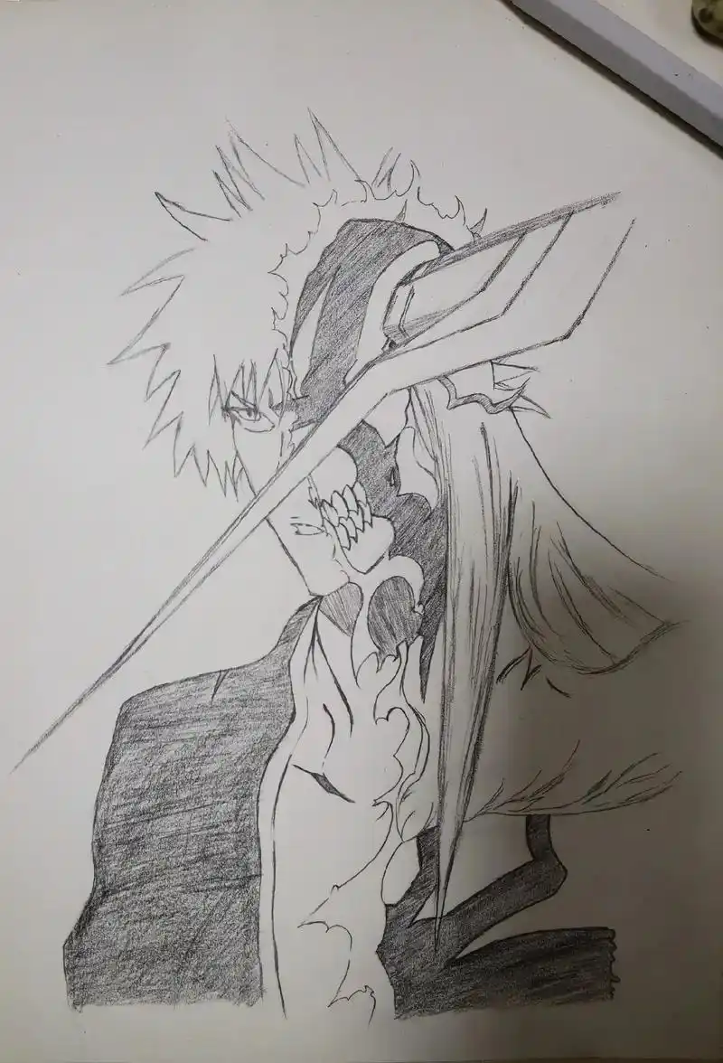 自学画画第三天,卍解!#画画 #绘画 #黑崎一护  - 抖音