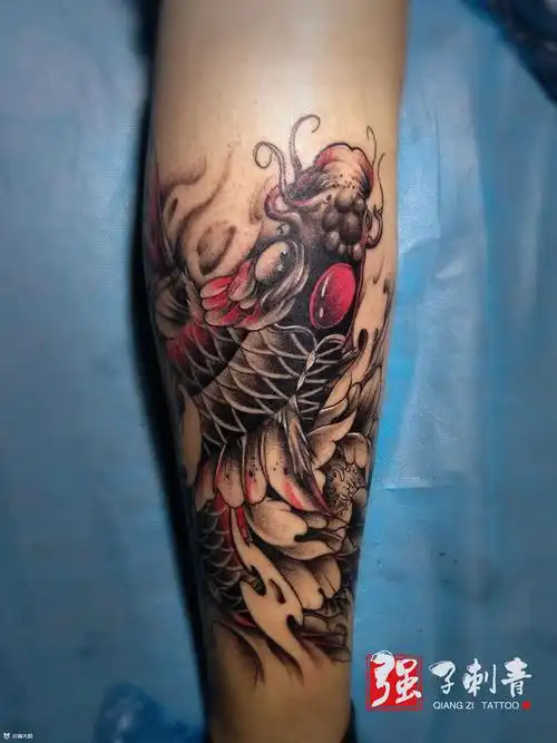 招财鲤鱼_纹身图案手稿图片_强子的纹身作品集
