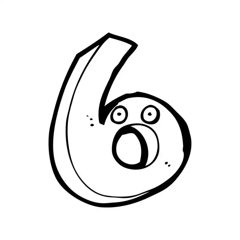 数字六,矢量,白色背景上的卡通数字六