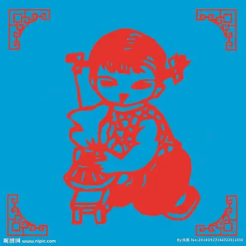 小女孩剪纸图片