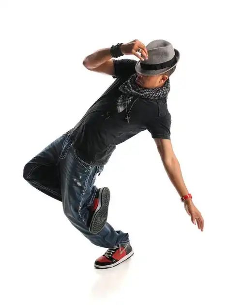 嘻哈男人跳舞,孤立在白色背景的非洲裔美国嘻哈舞