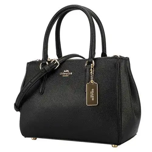 coach蔻驰奢侈品女士黑色皮质手提单肩斜挎杀手包手提包单肩包斜挎包
