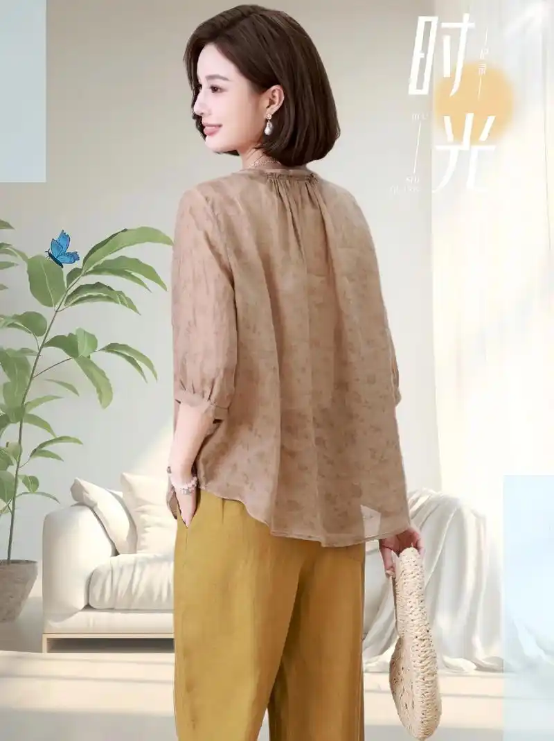洋气减龄,宽松又凉快!姐妹们～这款高端苎麻衬衫上衣夏季,20 - 抖音
