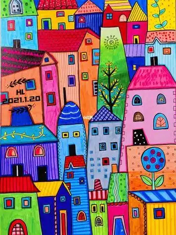 美丽的房子儿童画美丽的房子儿童画涂色