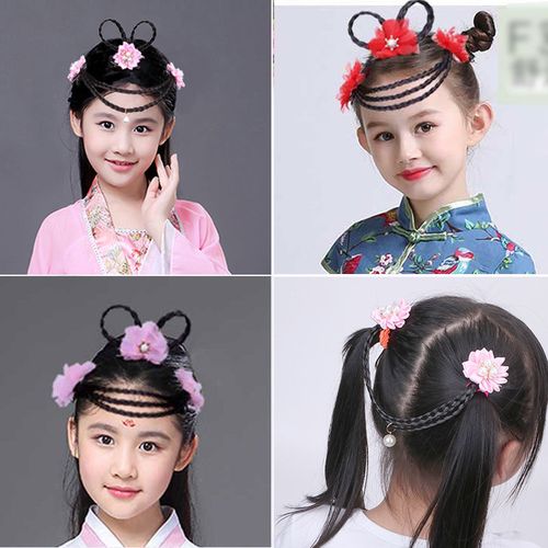 儿童公主链额头辫子麻花假发辫子蝴蝶结花女宝宝宫延发夹眉心发饰