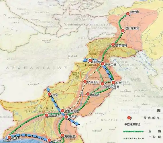 中巴铁路从新疆喀什至巴基斯坦瓜达尔港,这是一条综合交通大通道