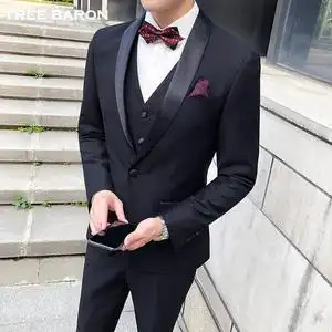 冷一夏l淘宝树上树下 新郎西服套装三件套结婚礼服格子西装0人付款