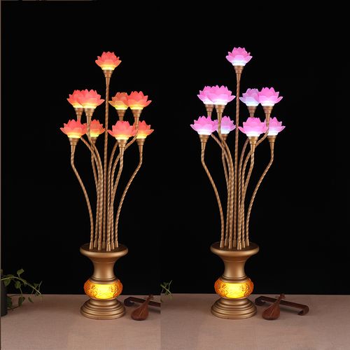 供佛莲花灯法会佛堂长明灯九13品座地琉璃大灯七彩荷花家居室内外