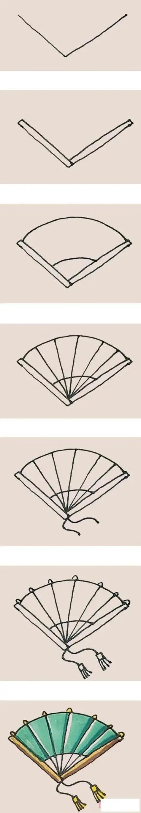 简笔画扇子简笔画折扇简笔画古风手绘古扇简笔画欣赏古风折扇子简笔画