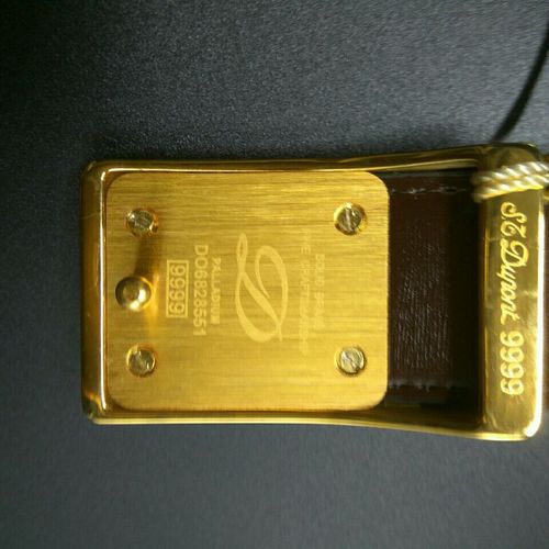 t.dupont法国都彭超薄皮带24k金镶钻金莎金莎清晰可见金光逼人