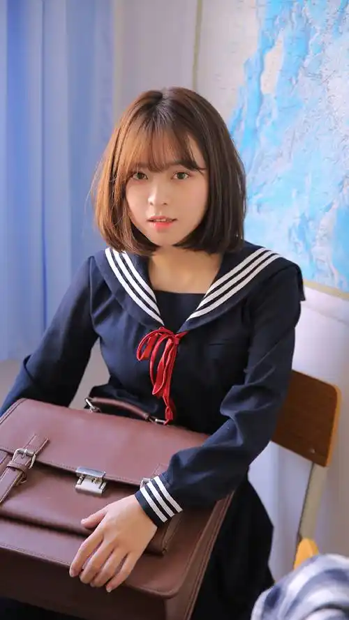 短发学生制服美女日系高清手机壁纸