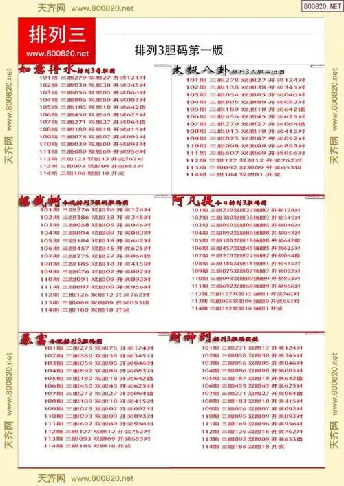 排列三胆码打印版1