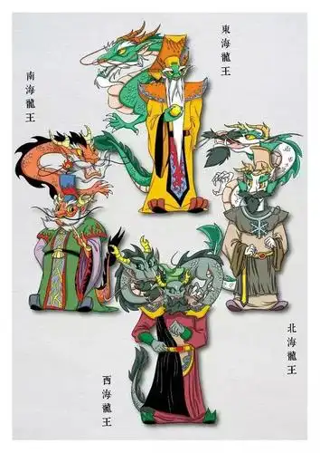 原创上古四海龙王赤龙控火青龙控水