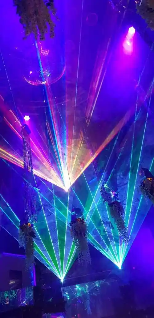 专业的 dj 照明 2w/5w/10w rgb 3d 动画激光灯光秀