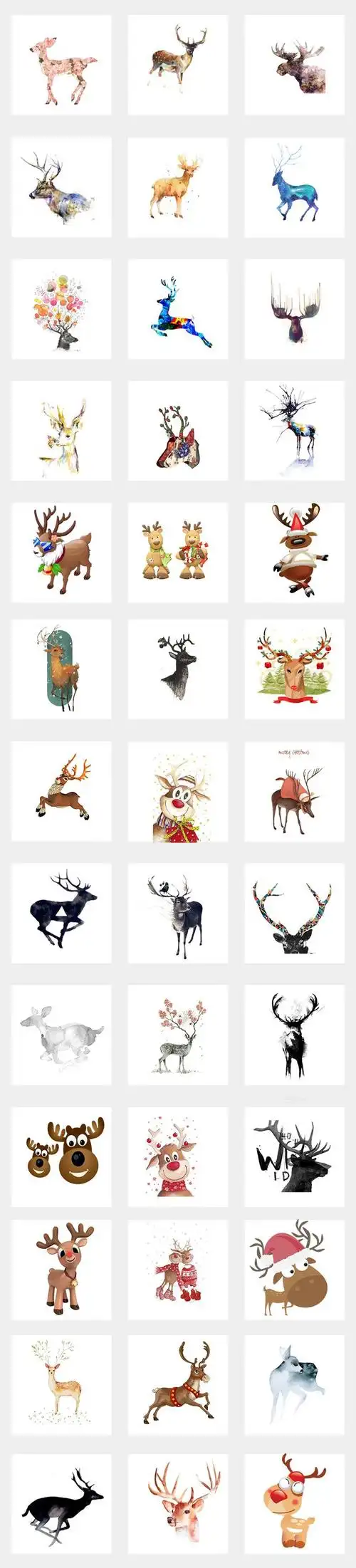 手绘水彩鹿头麋鹿小鹿创意png素材