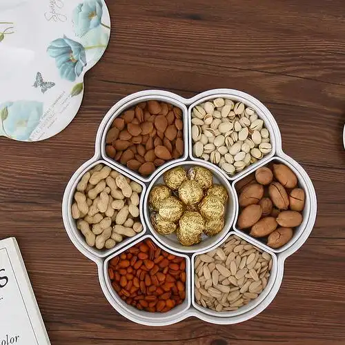 过年糖果盒创意干果盘分格带盖糖果盘家用客厅干果盒瓜子零食盘子