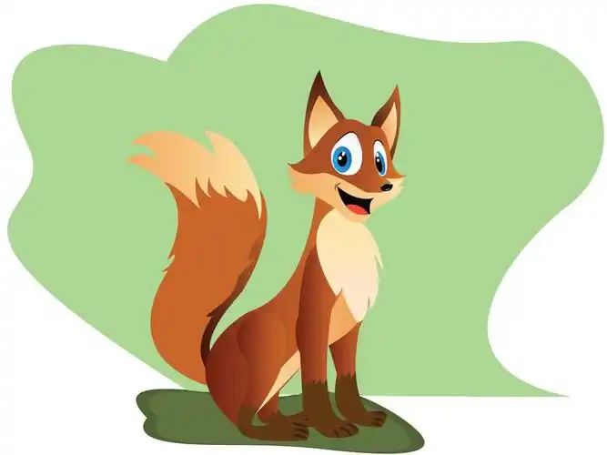 可爱卡通狐狸,狐狸与红毛和浓密的尾巴.矢量插画