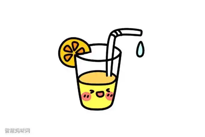 橙汁饮料的简笔画