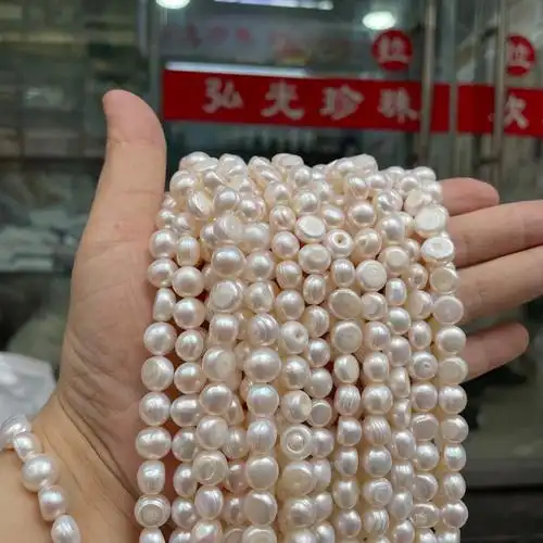 天然淡水珍珠8一9mm横孔强光异性两面光手工制作款无核珍珠-阿里巴巴