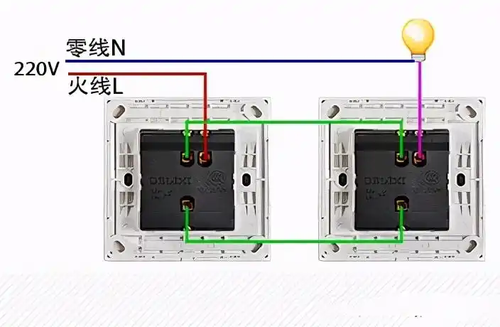 双开单控开关接线图解(二开单控两灯接线图)