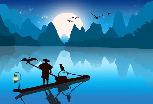 漓江渔翁图|插画|商业插画|栀子浅香 - 原创作品 - 站酷 (zcool)