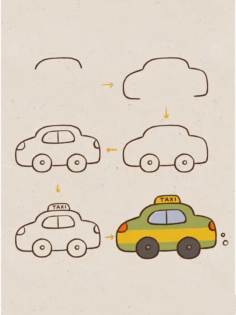 小汽车简笔画教程.#图文伙伴计划 #简笔画 #画画 #教程 - 抖音