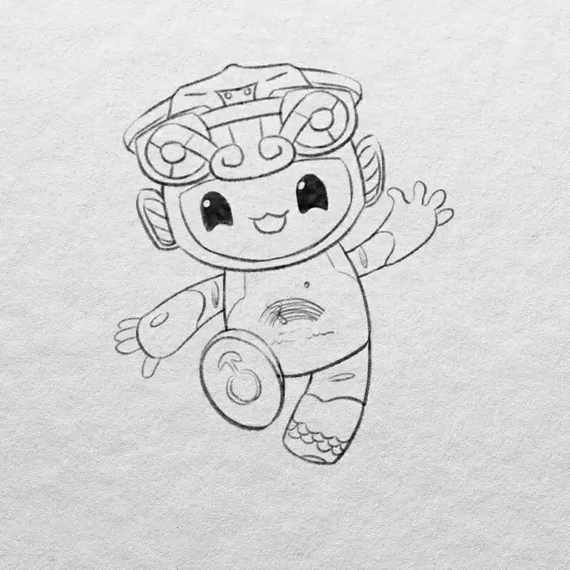 简笔画教程-杭州亚运会吉祥物琮琮 耶～三个宝贝都画完啦