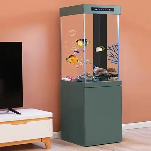 米妮金鱼缸客厅小型落地靠墙家用造景超白玻璃立式方形生态底滤水族箱
