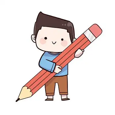卡通手绘拿笔的小孩人物素材