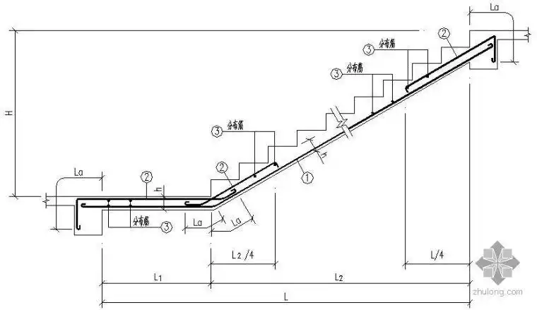 某c型板式楼梯梯板节点构造详图