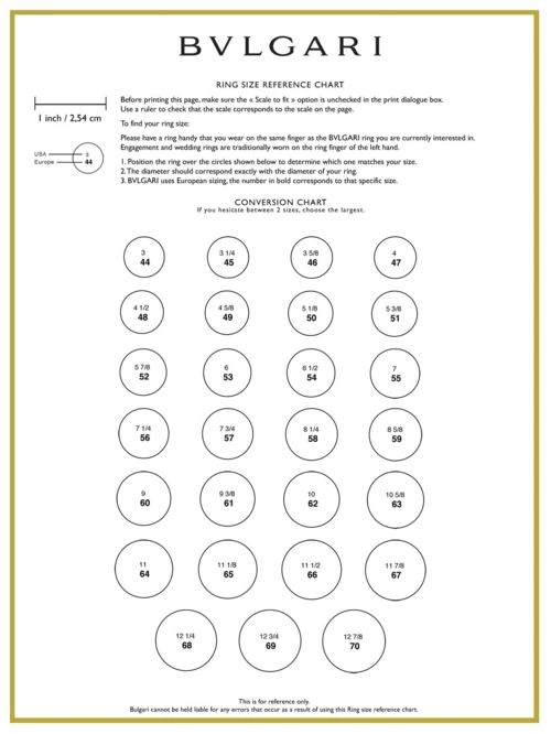 宝格丽戒指尺寸介绍