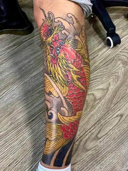 小腿 鳌鱼_纹身图案手稿图片_深深的纹身作品集