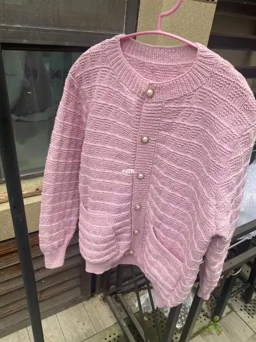 粉紫色美美成人开衫袖子的编织法8