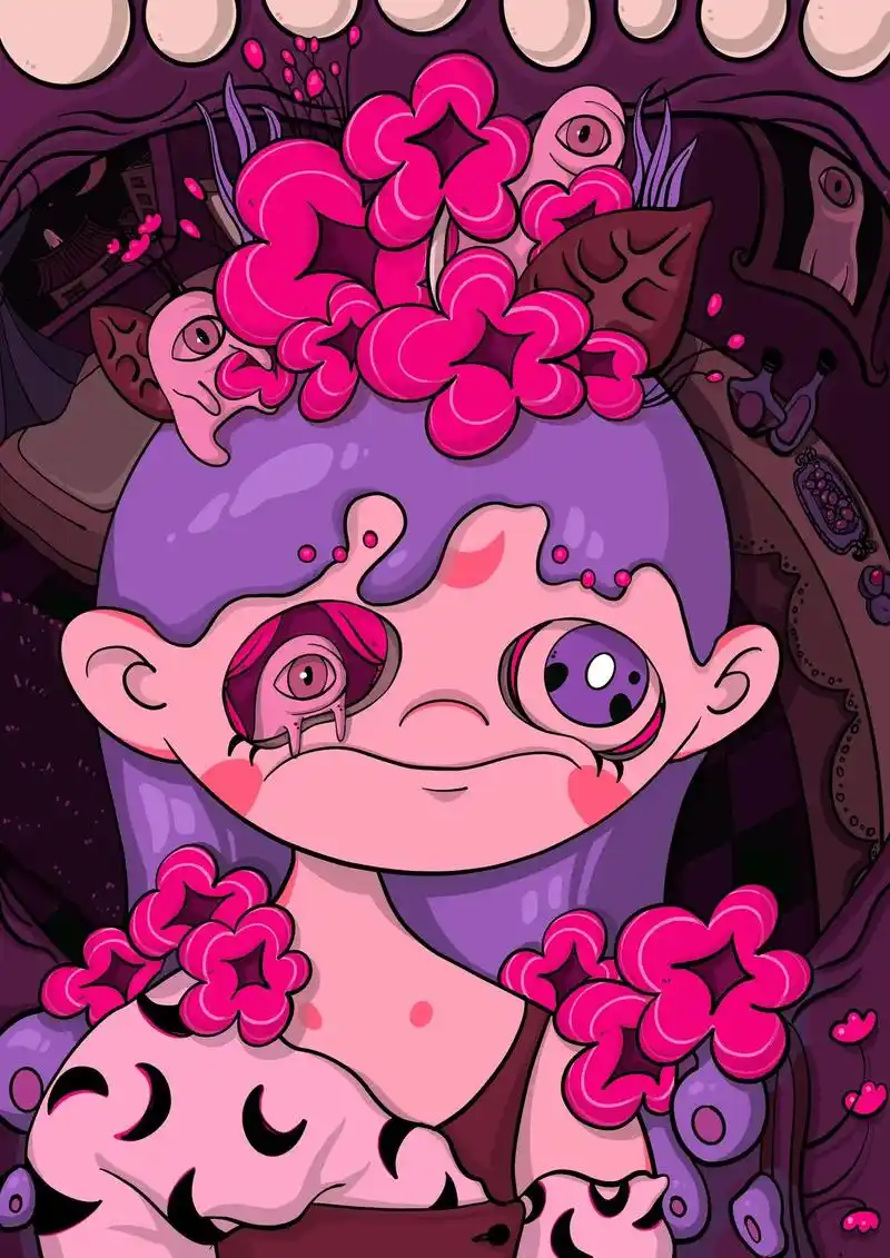 人间地狱|自画像(1/100)原创系列插画"人间地狱". 每 - 抖音