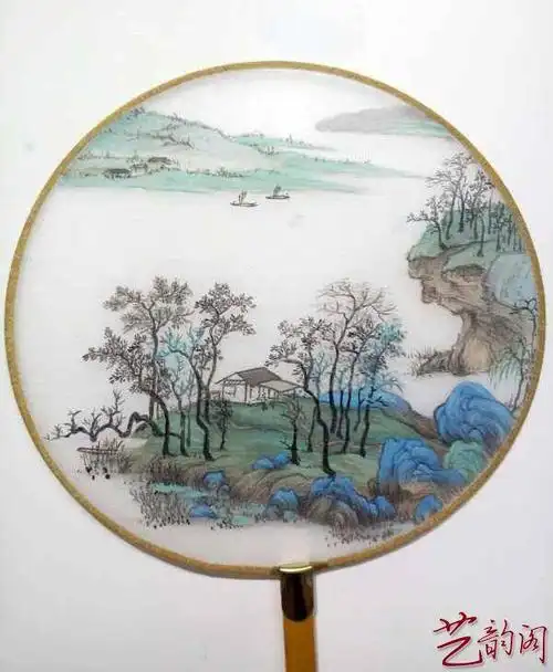 卡纸圆扇面(青绿山水) 规格46cmx46cm