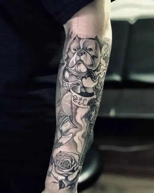 西岸风格纹身图片_手臂欧美写实纹身图案