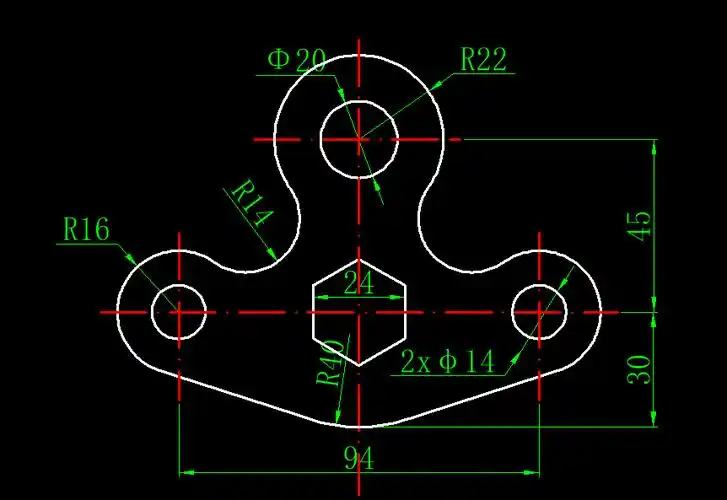 cad垫片平面图绘制过程_命令_圆心_圆角