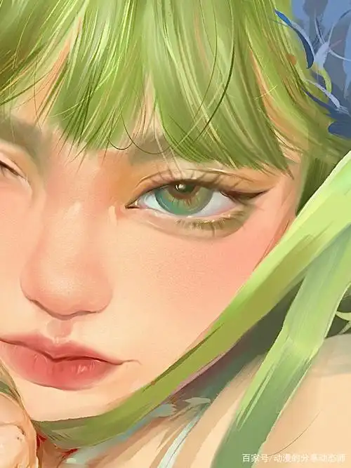 「头像照片厚涂」这样绿色头发的厚涂绝绝的